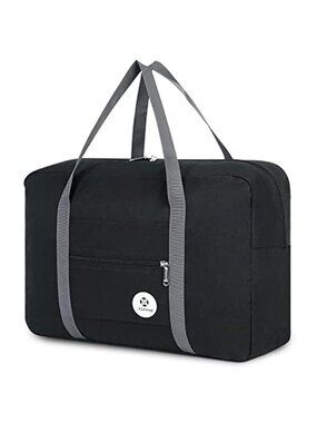 Foldable Travel Duffel Bag Waterproof 25L Personal Item Underseat Carry On Black